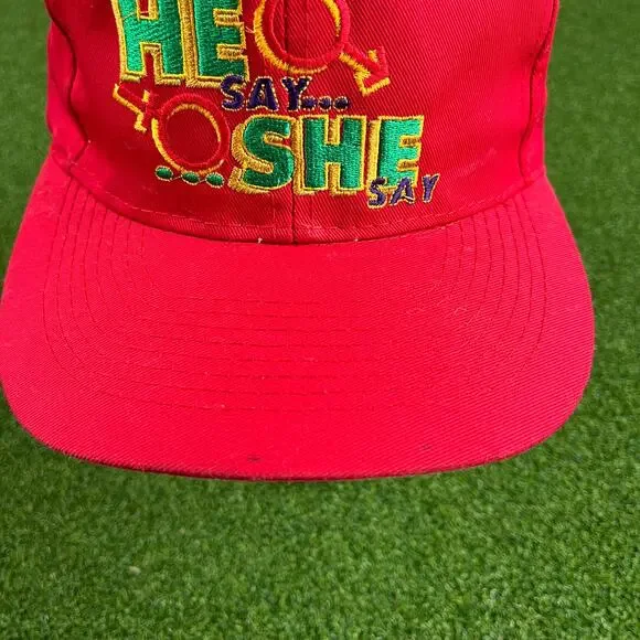 He Say She Say Embroidered Red Snapback Hat - Picture 3 of 7